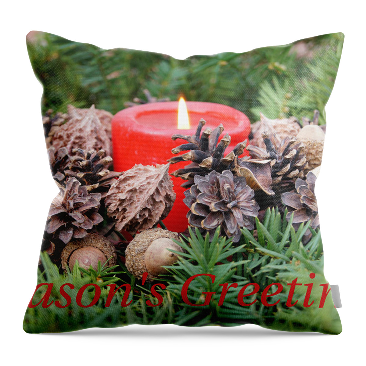 Candle Throw Pillow featuring the photograph Season's Greetings #2 by Robert E Alter Reflections of Infinity