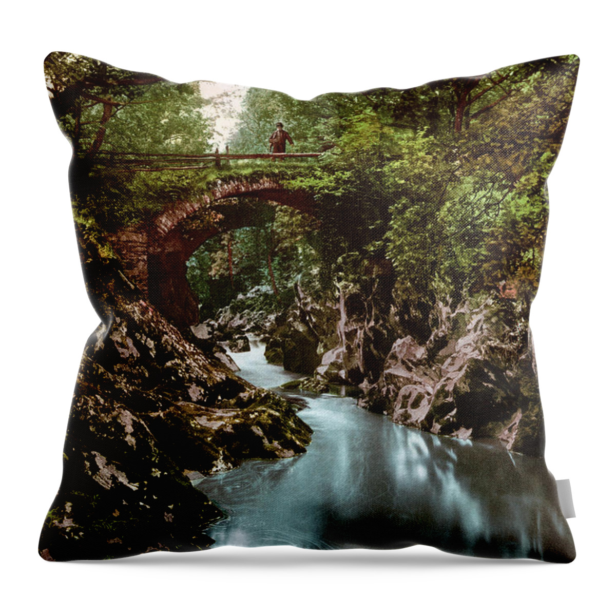  Throw Pillow featuring the painting Snowdonia National Park #2 by Granger