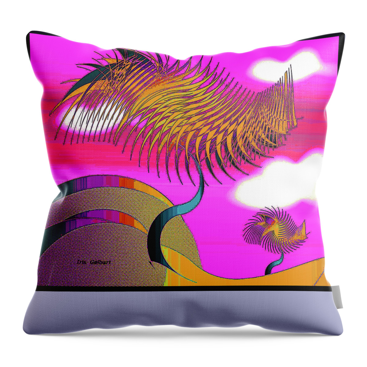 Abstract Art Throw Pillow featuring the digital art Somewhere #3 by Iris Gelbart
