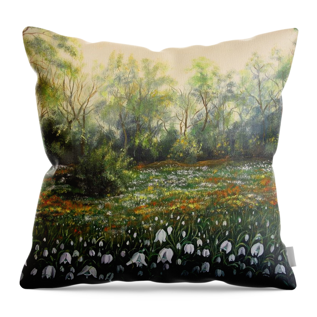 Spring Throw Pillow featuring the painting Spring #3 by Vesna Martinjak