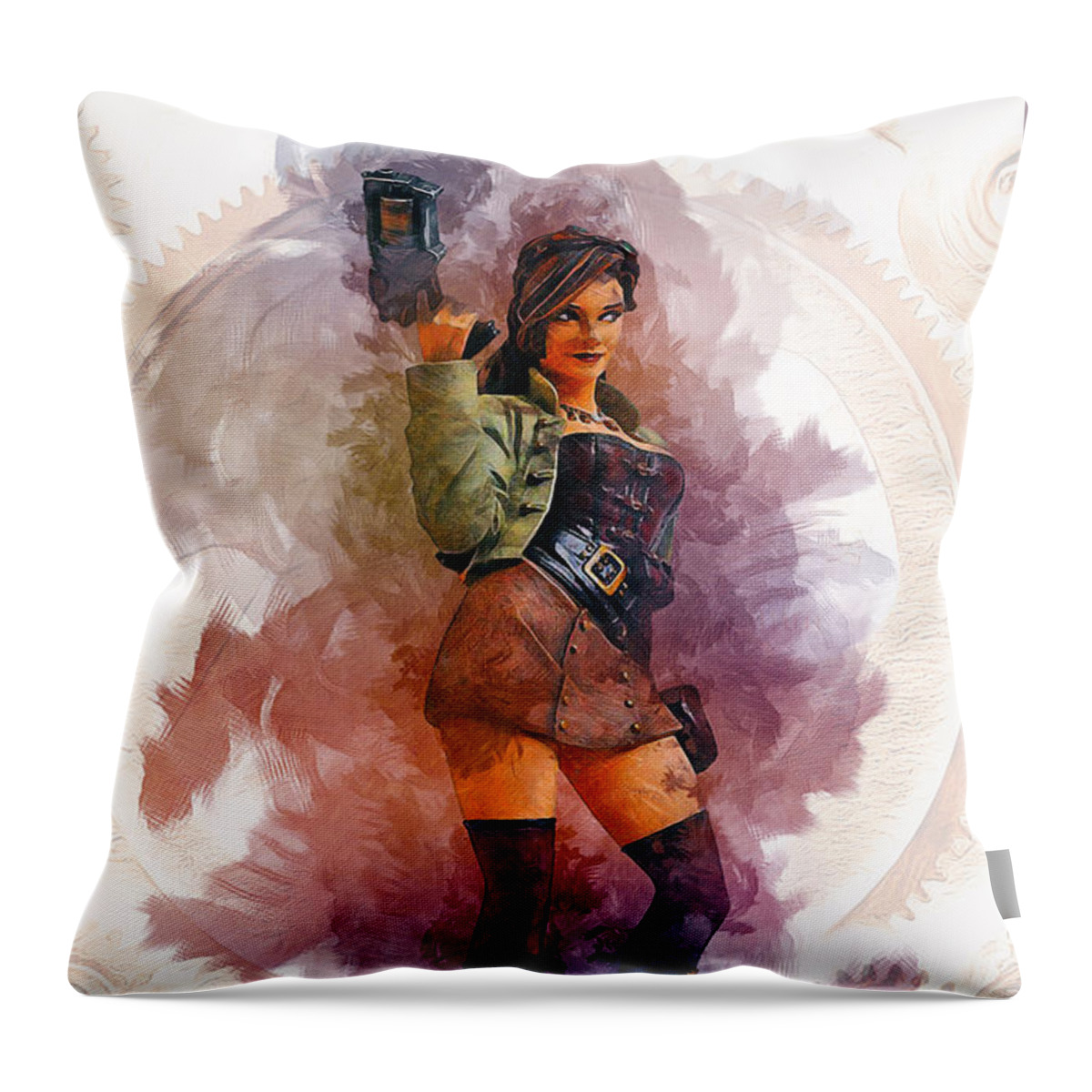 Steampunk Throw Pillow featuring the photograph Steampunk Girl #2 by Ian Mitchell