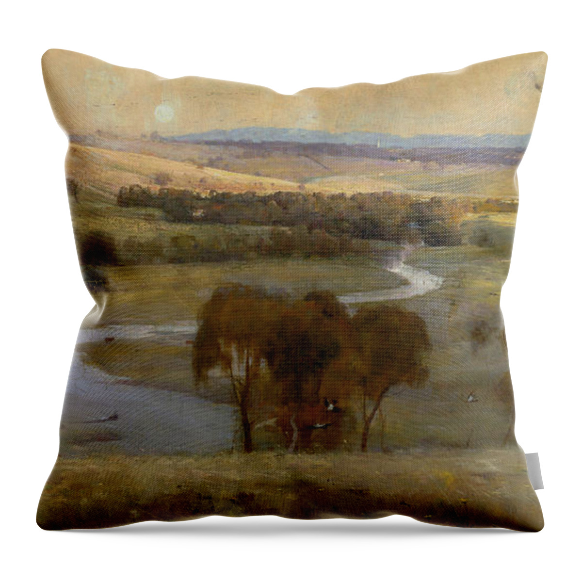 ′still Glides The Stream Throw Pillow featuring the painting Still glides the stream, and shall for ever glide #2 by Celestial Images