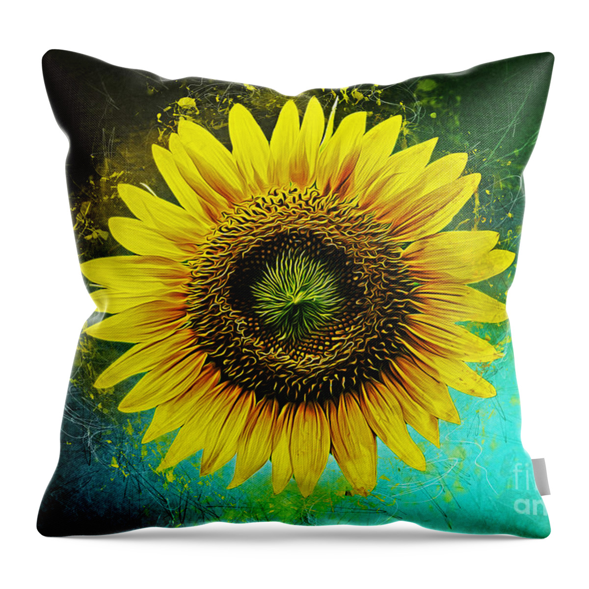 Sunflower Throw Pillow featuring the mixed media Sunflower #2 by Ian Mitchell