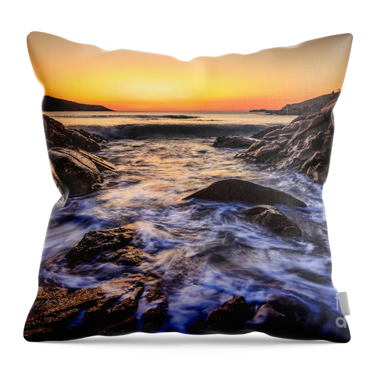 Ares Throw Pillow featuring the photograph Sunset On Chanteiro Beach Galicia Spain #2 by Pablo Avanzini