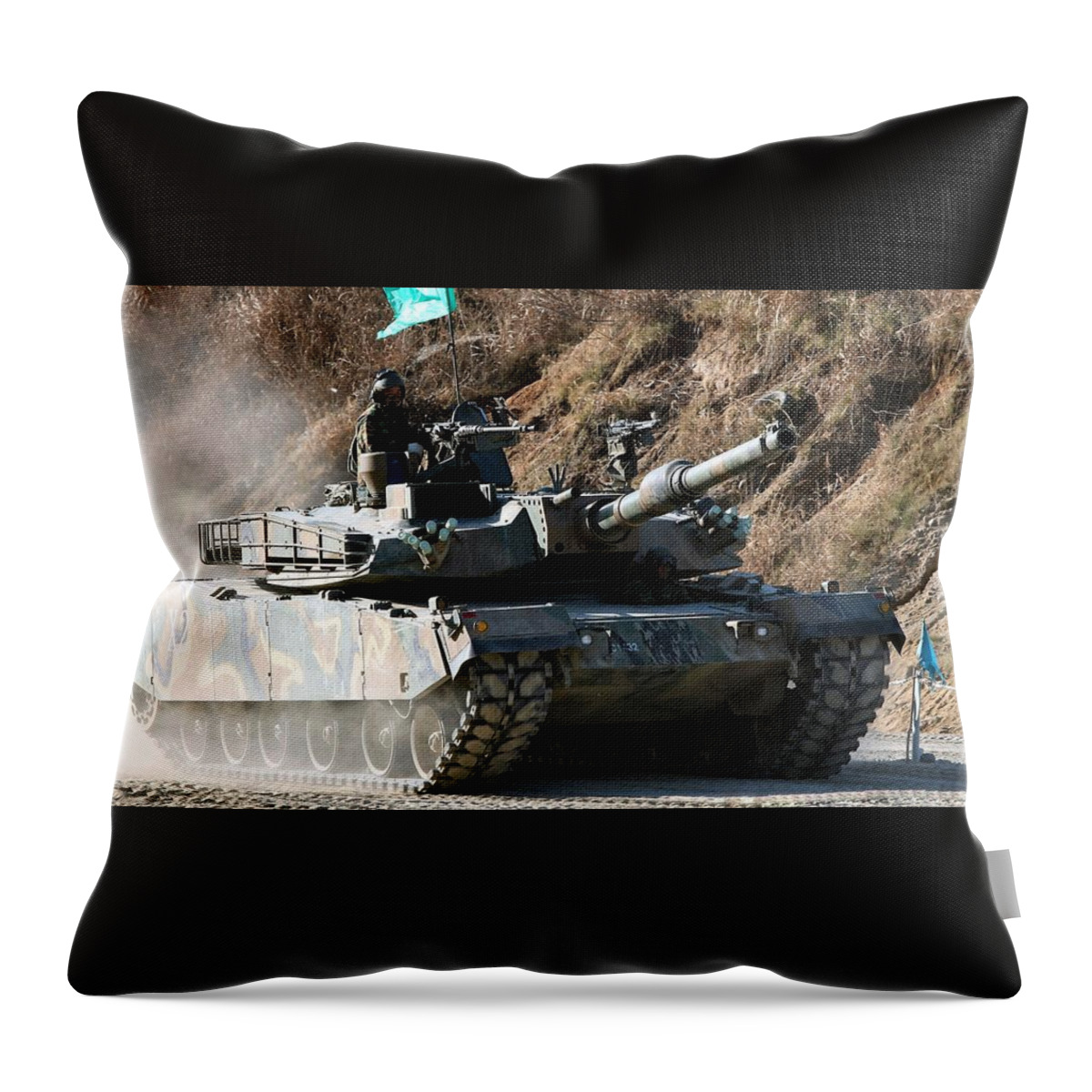 Tank Throw Pillow featuring the digital art Tank #2 by Maye Loeser