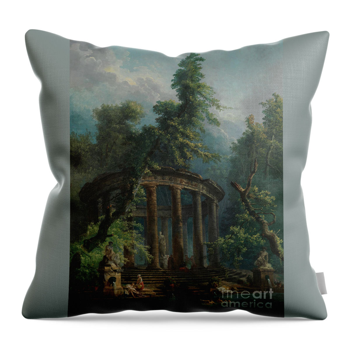 Bathers Throw Pillow featuring the painting The Bathing Pool by Hubert Robert