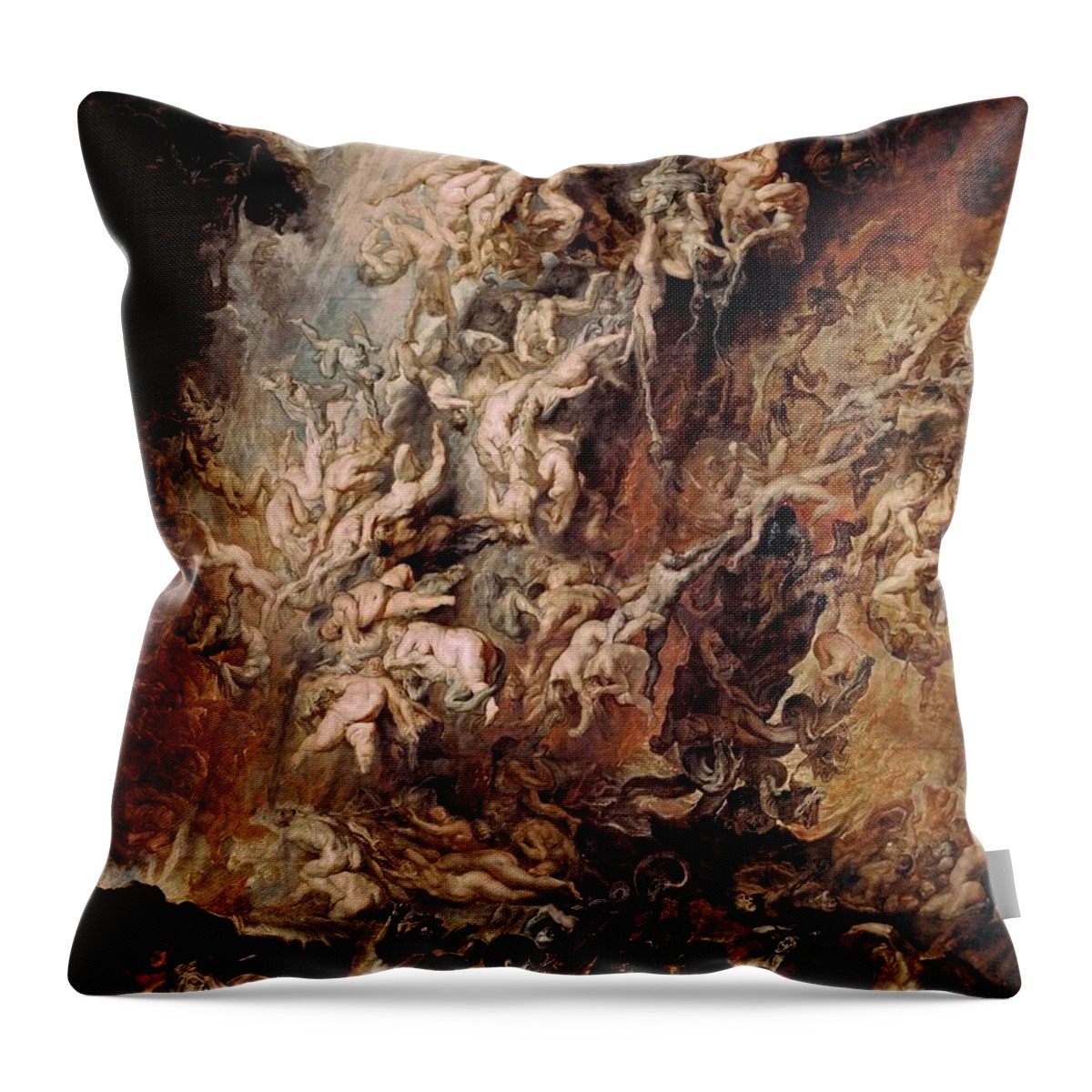 Fall Throw Pillow featuring the painting The Fall Of The Damned by Troy Caperton
