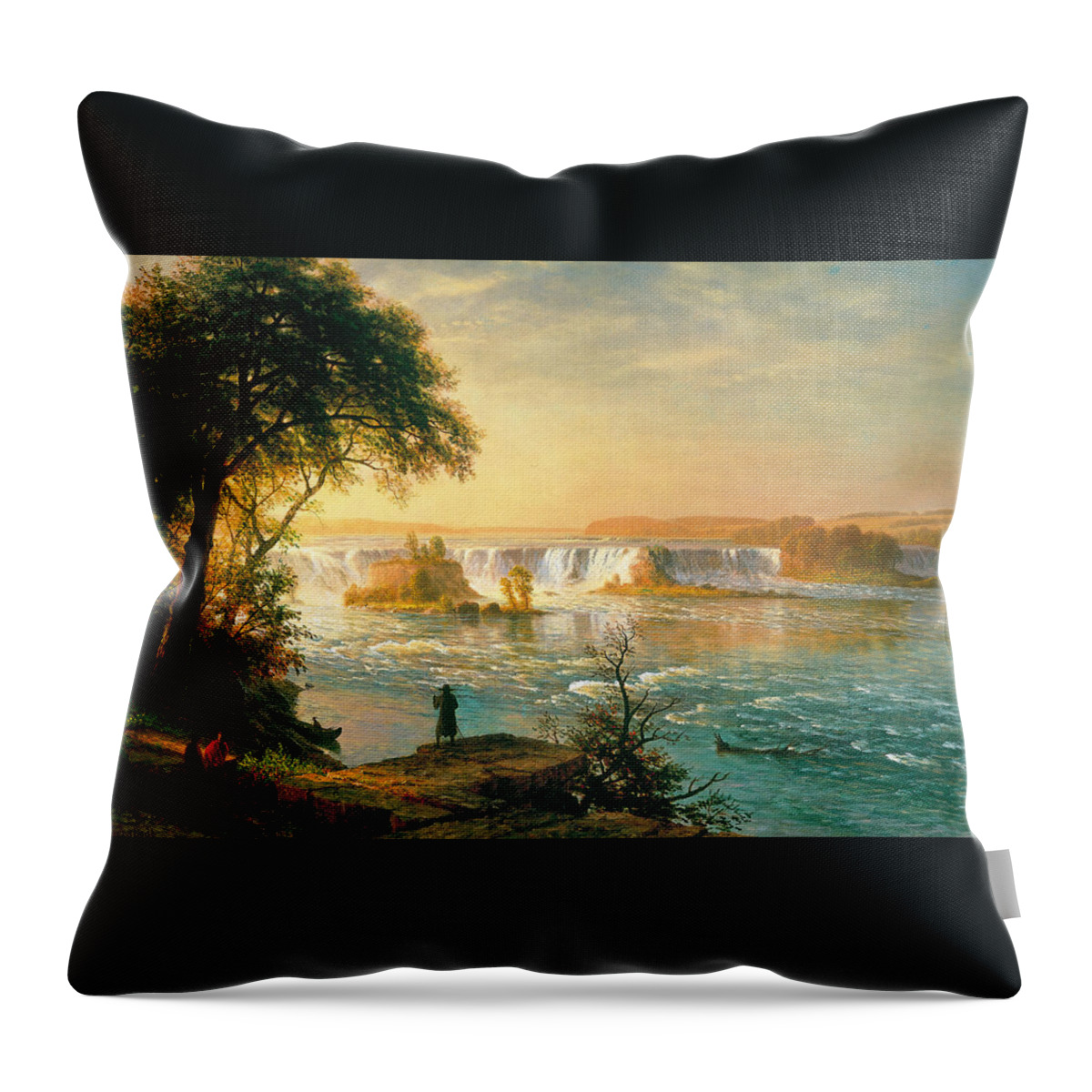 Albert Bierstadt Throw Pillow featuring the painting The Falls Of Saint Anthony #5 by Albert Bierstadt