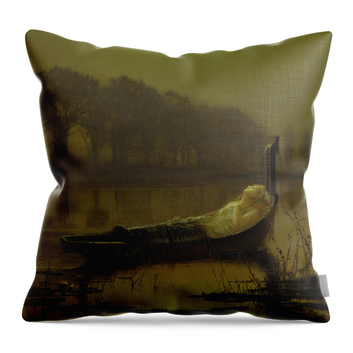 John Atkinson Grimshaw Throw Pillow featuring the painting The Lady of Shalott #2 by John Atkinson Grimshaw