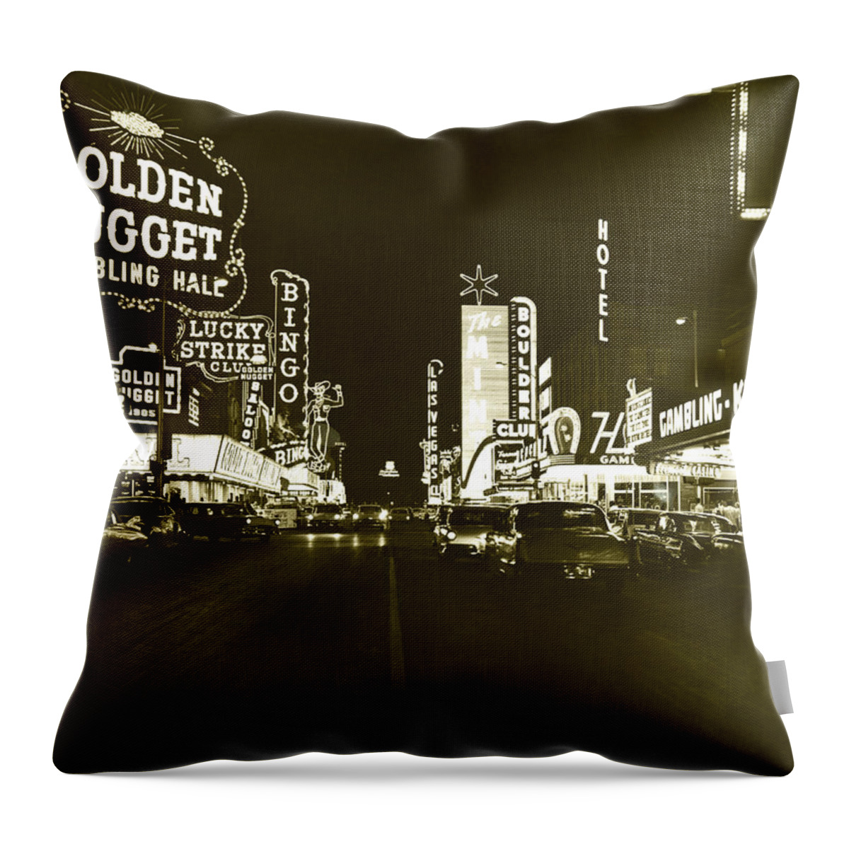1950s Throw Pillow featuring the photograph The Las Vegas Strip #2 by Underwood Archives