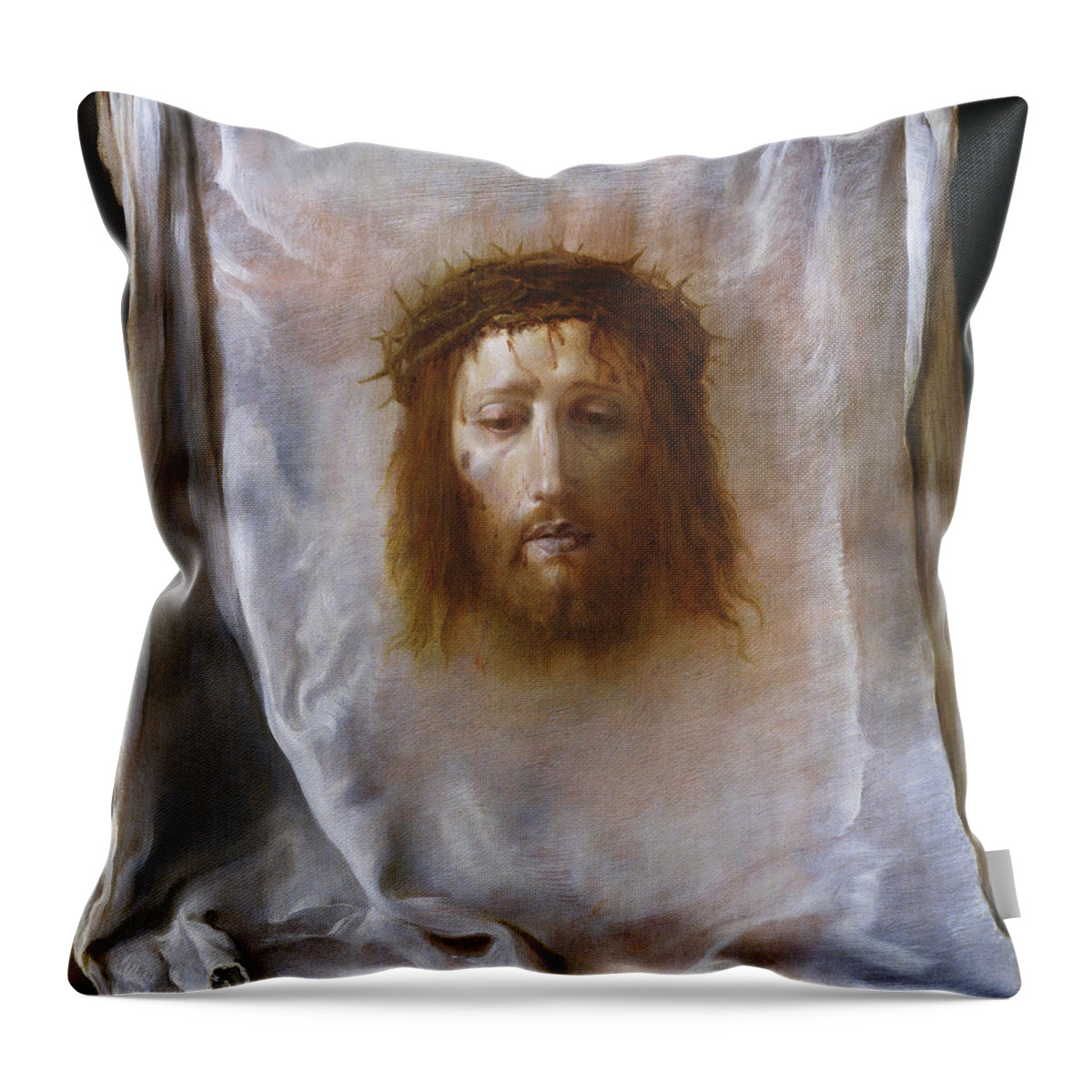 Jesus Christ Throw Pillow featuring the painting The Veil of Veronica by Domenico Fetti