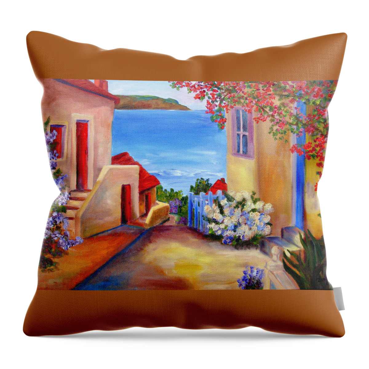 Italian Villa Throw Pillow featuring the painting Tuscany Village #2 by Mary Jo Zorad