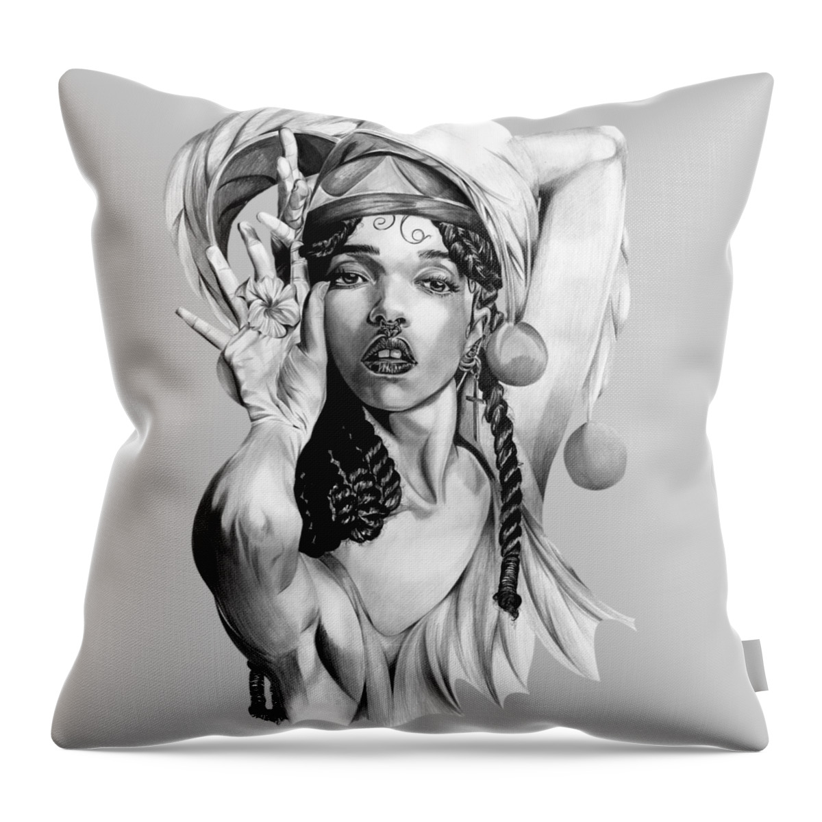 Fka Throw Pillow featuring the drawing Twigs #1 by Terri Meredith