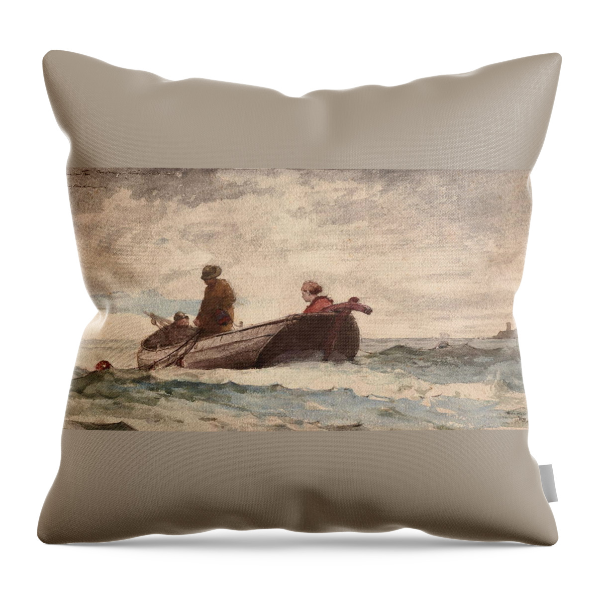 Winslow Homer American Throw Pillow featuring the painting Tynemouth Priory #3 by Winslow Homer
