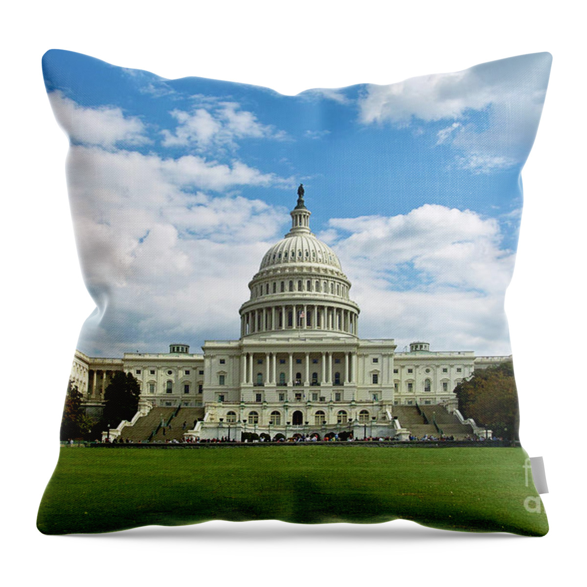 Congress Throw Pillow featuring the photograph US Capitol Washington DC Negative #1 by Kimberly Blom-Roemer