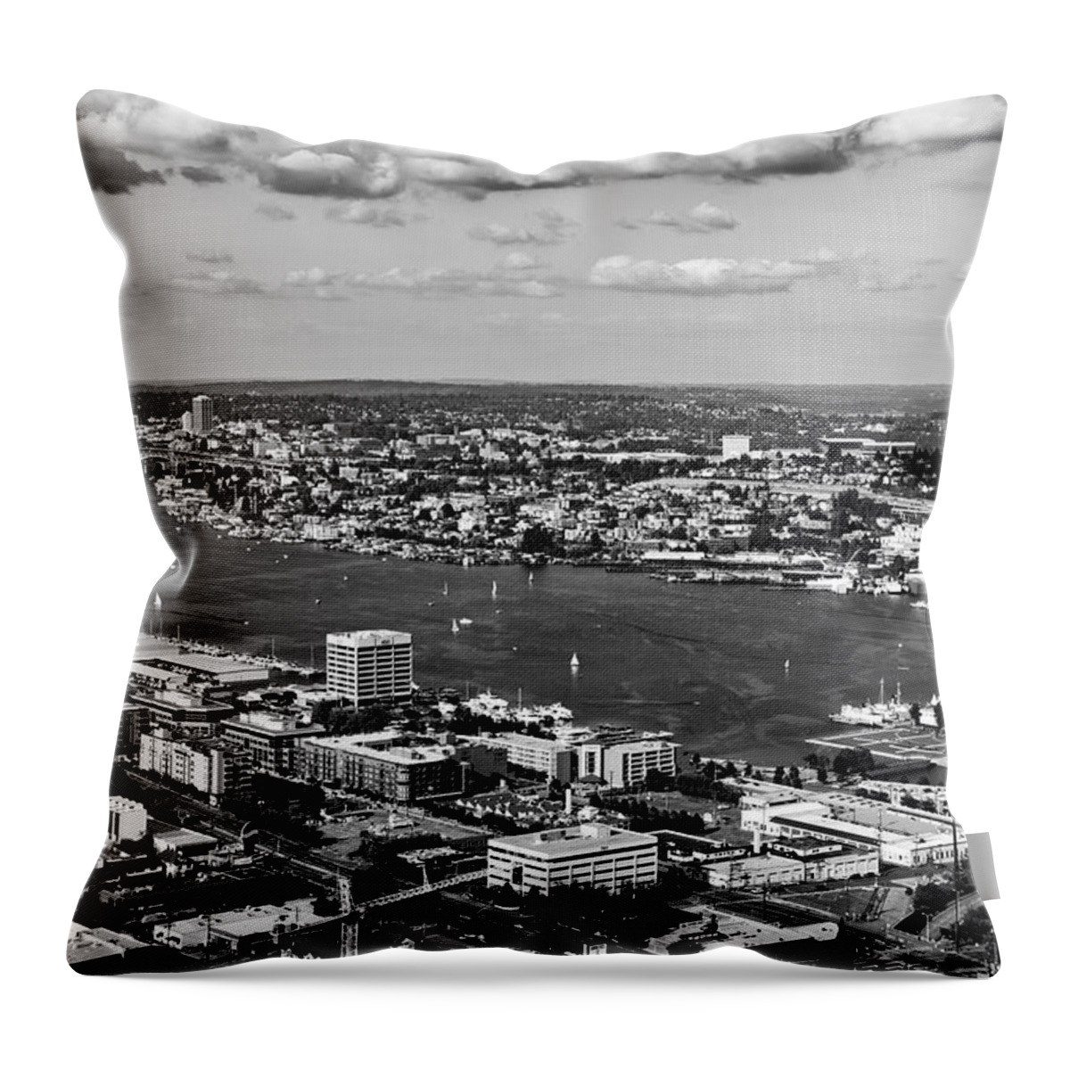 Aerial View Throw Pillow featuring the photograph View of Lake Union - Seattle #2 by Mountain Dreams
