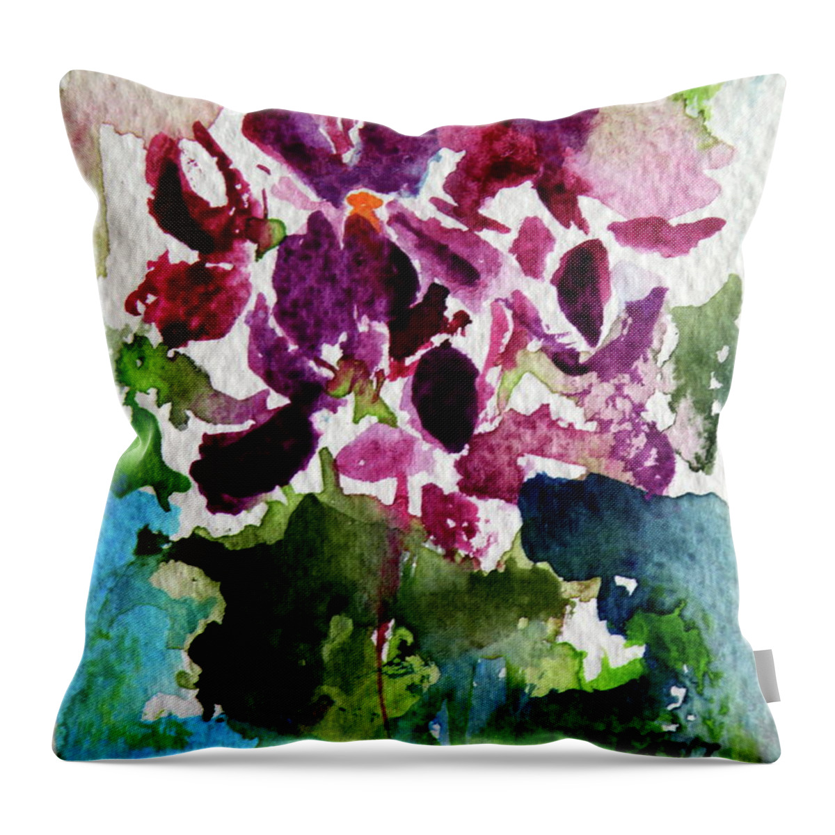 Violet Throw Pillow featuring the painting Violet #2 by Kovacs Anna Brigitta