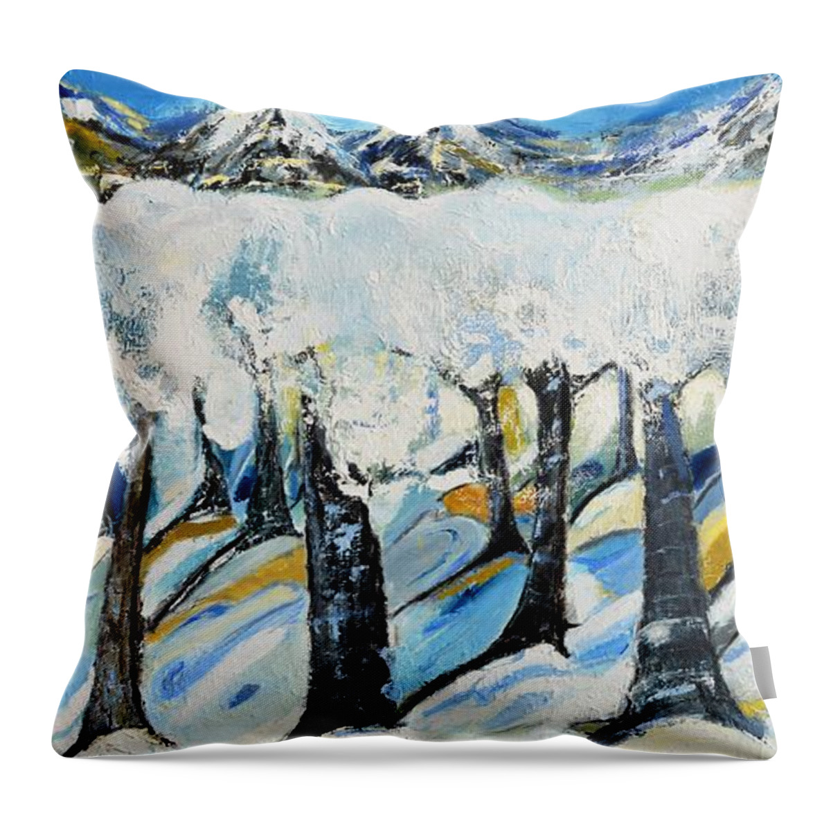 Winter Throw Pillow featuring the painting Winterland #1 by Evelina Popilian