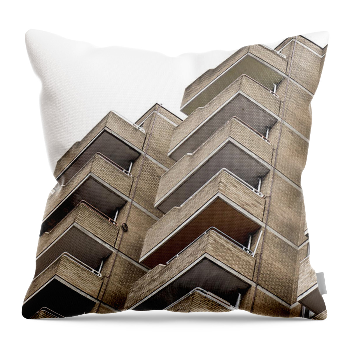 Accommodation Throw Pillow featuring the photograph Balconies #20 by Tom Gowanlock