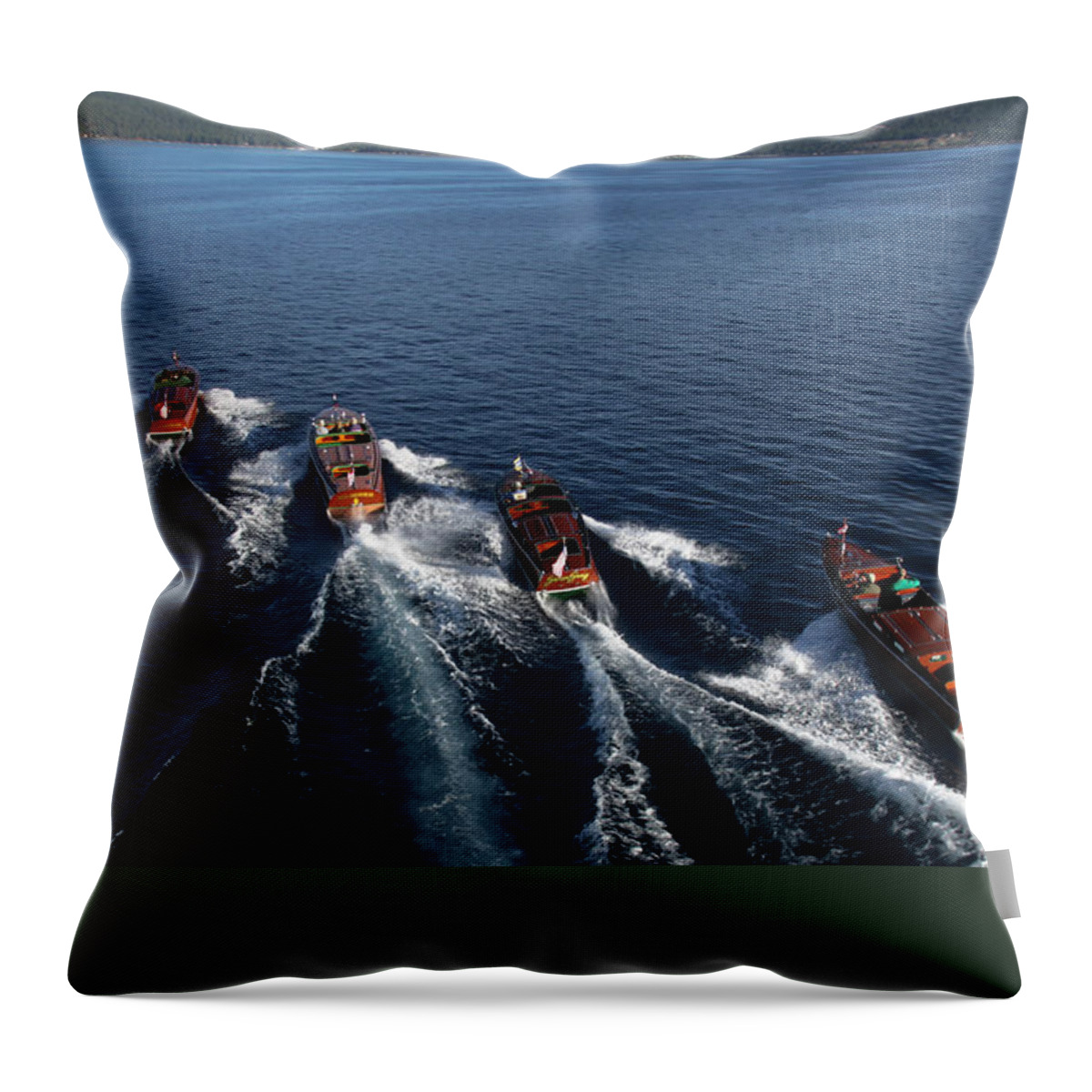 Boat Throw Pillow featuring the photograph Classic Wooden Runabouts #36 by Steven Lapkin
