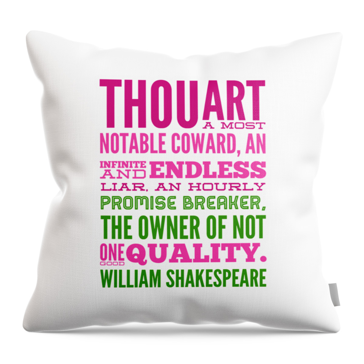 William Throw Pillow featuring the digital art William Shakespeare, Insults and Profanities #20 by Esoterica Art Agency
