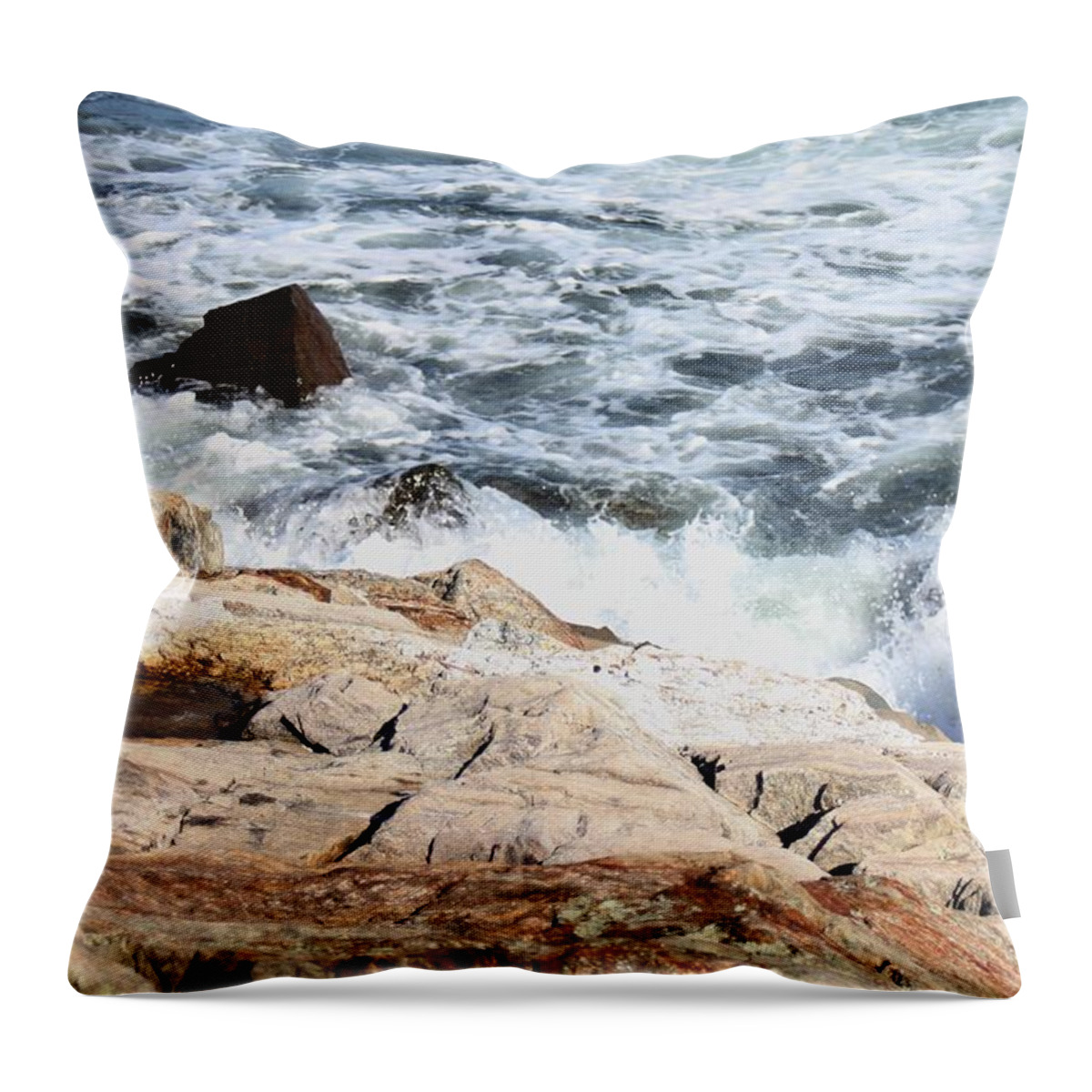 Seacoast Throw Pillow featuring the pyrography 2010 NH Seacoast 4 by Robert Morin