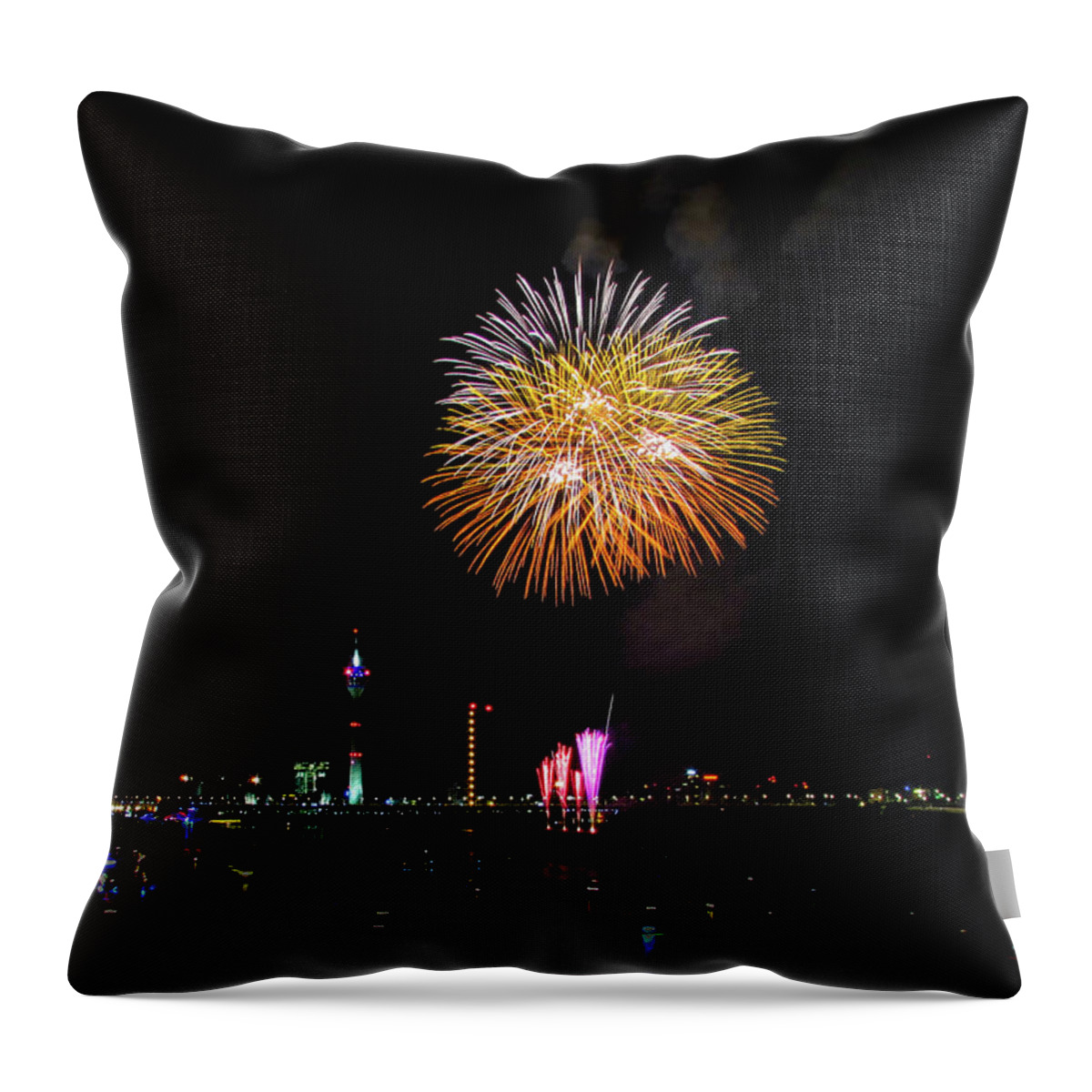Dusseldorf Throw Pillow featuring the photograph Fireworks #21 by Cesar Vieira