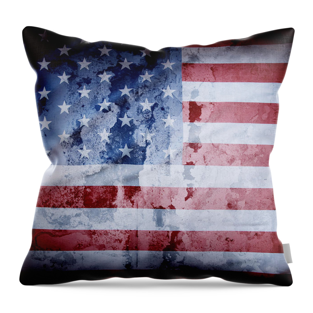 American Flag Throw Pillow featuring the photograph American flag 38 by Les Cunliffe
