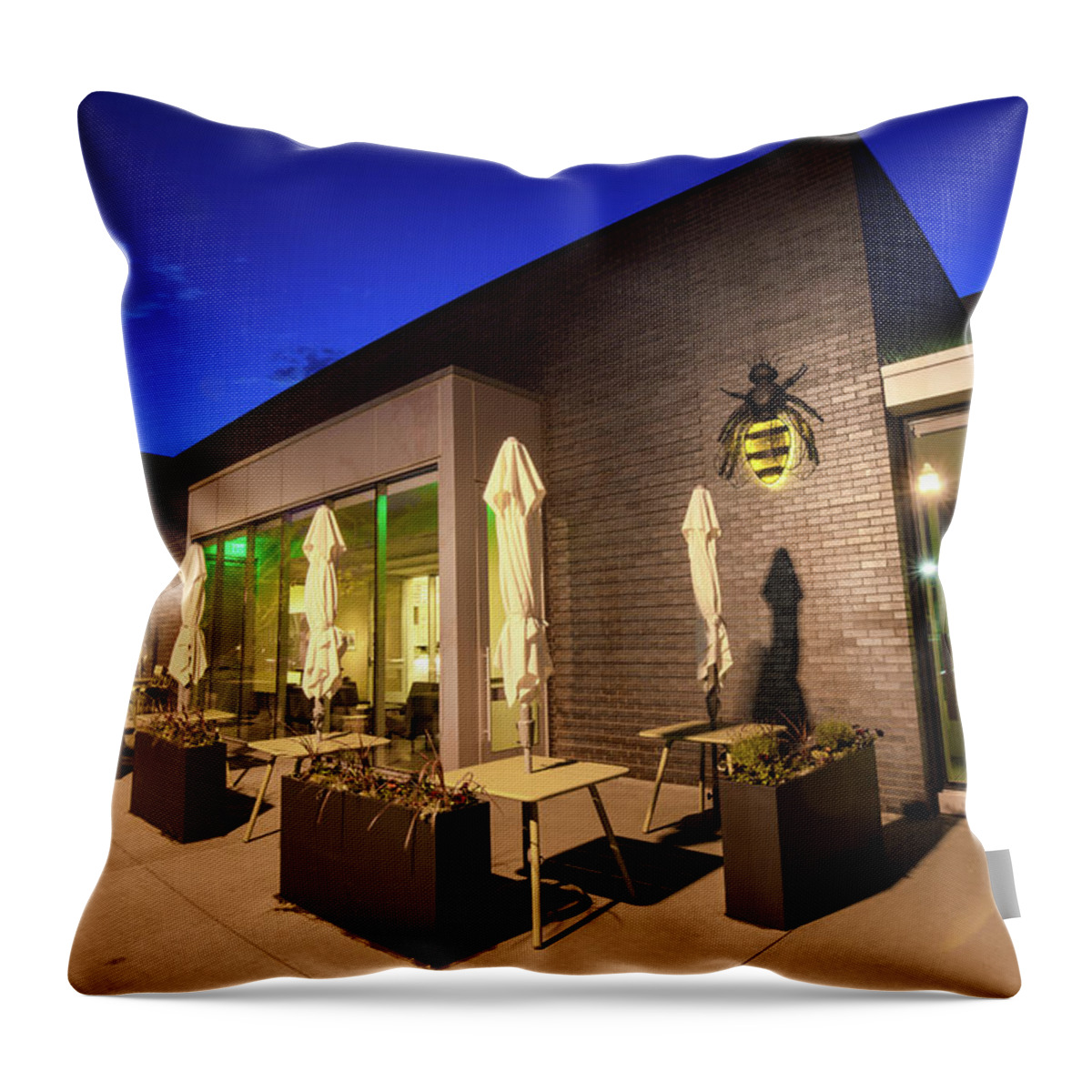 America Throw Pillow featuring the photograph 21C Museum Hotel at Dusk - Bentonville Arkansas by Gregory Ballos