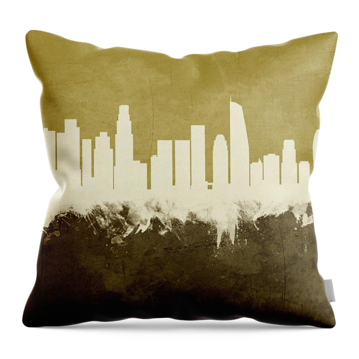 Los Angeles Throw Pillow featuring the digital art Los Angeles California Skyline #22 by Michael Tompsett