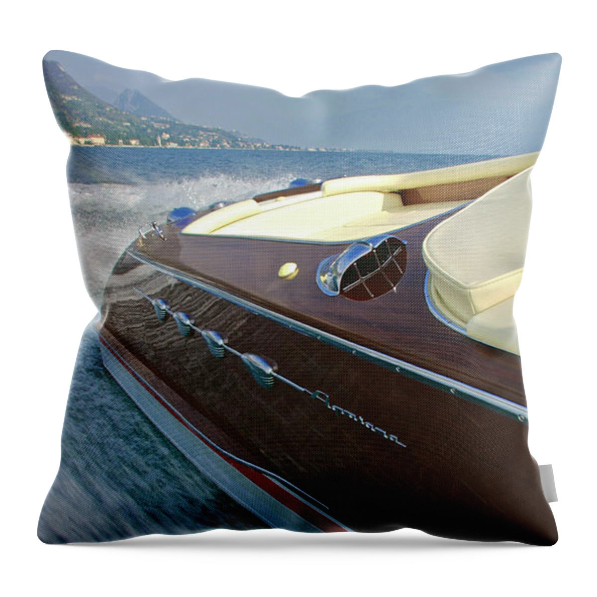 H2omark Throw Pillow featuring the photograph Riva Aquarama #100 by Steven Lapkin