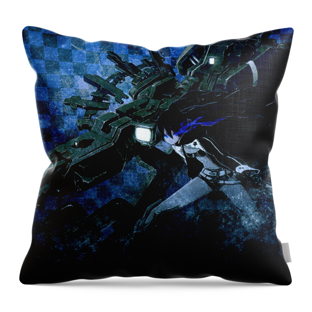 Black Rock Shooter Throw Pillow featuring the digital art Black Rock Shooter #23 by Super Lovely