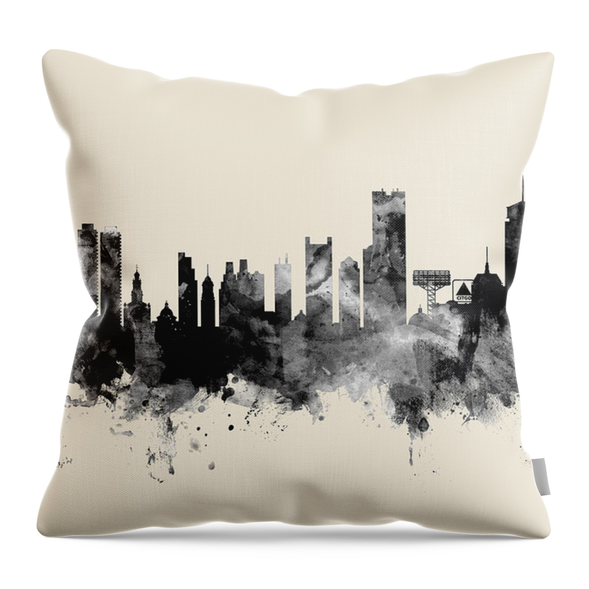 Boston Throw Pillow featuring the digital art Boston Massachusetts Skyline #23 by Michael Tompsett
