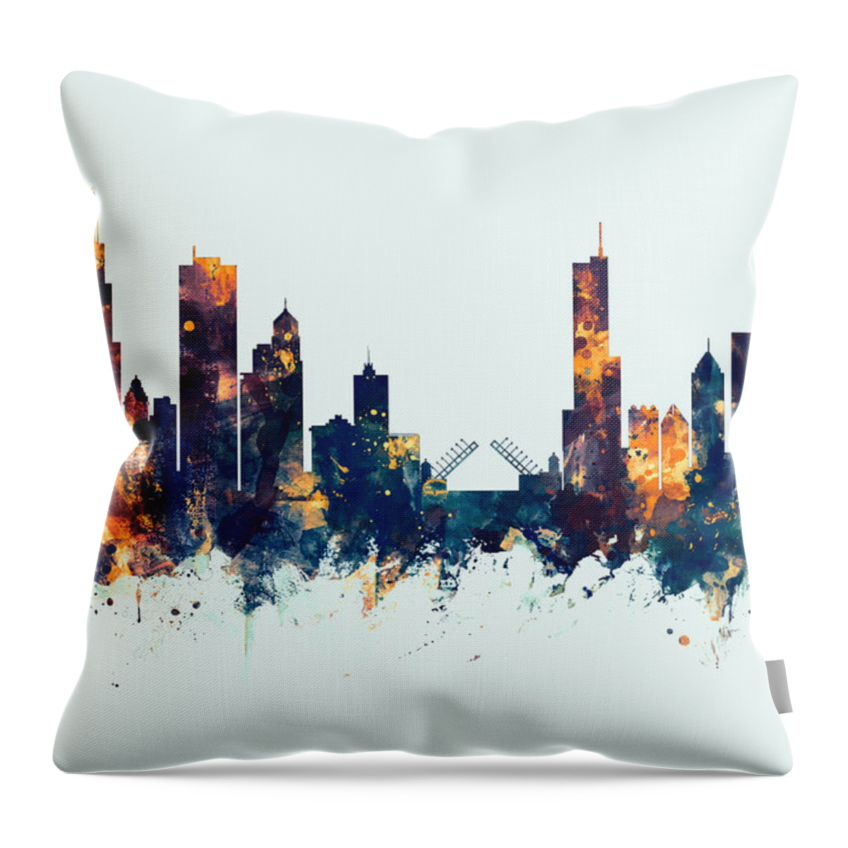 Chicago Throw Pillow featuring the digital art Chicago Illinois Skyline #23 by Michael Tompsett