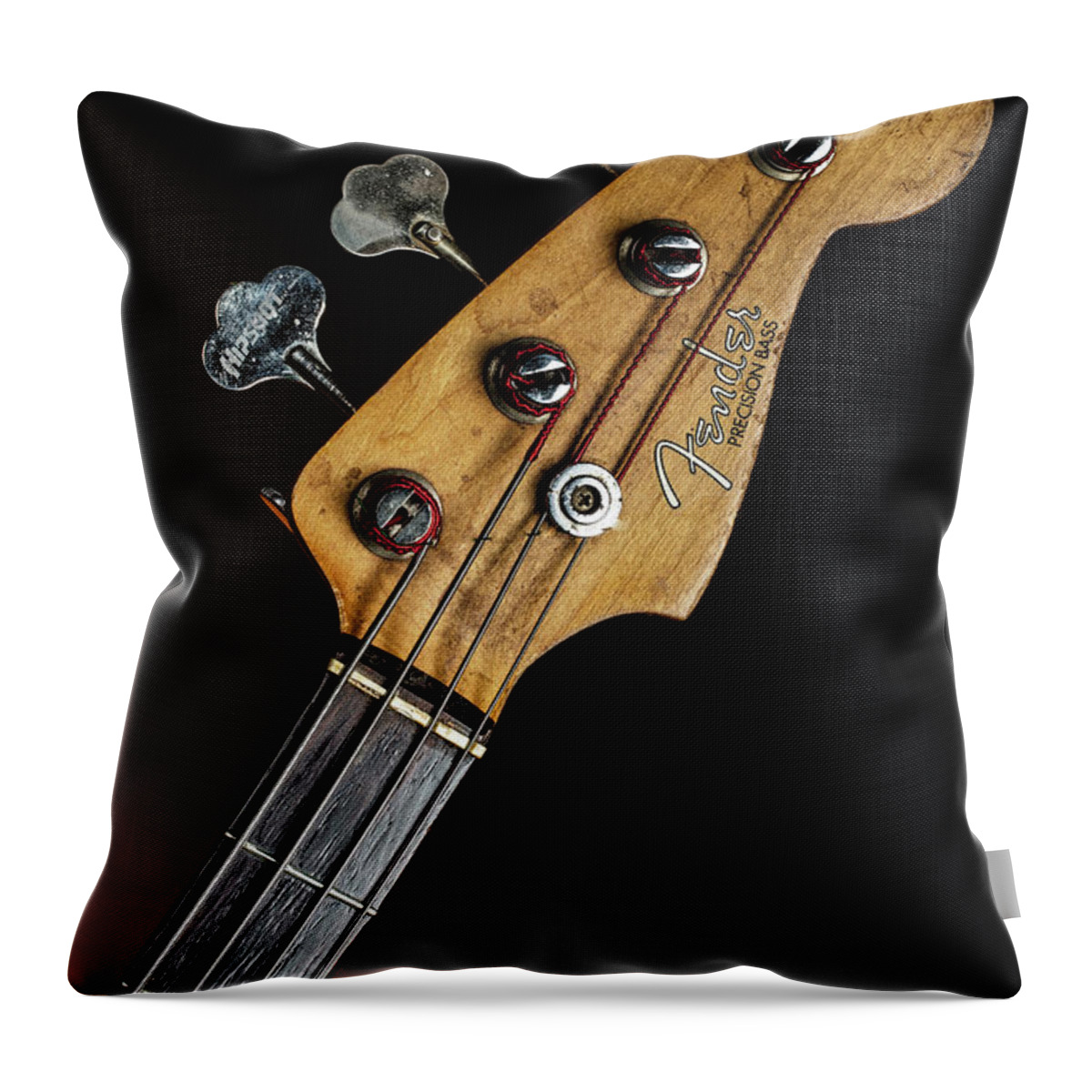 Fender Jazz Bass Throw Pillow featuring the photograph 23.1834 011.1834c Jazz Bass 1969 Old 69 #231834 by M K Miller