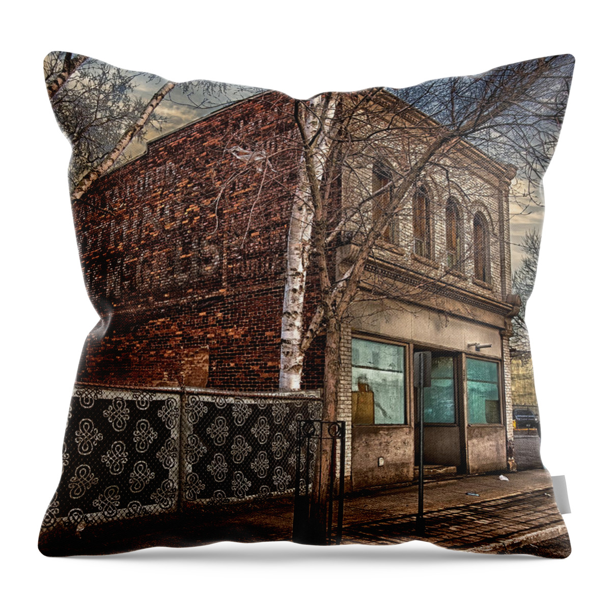 Abandoned Throw Pillow featuring the photograph 232 Simpson St. TEXTURE by Jakub Sisak