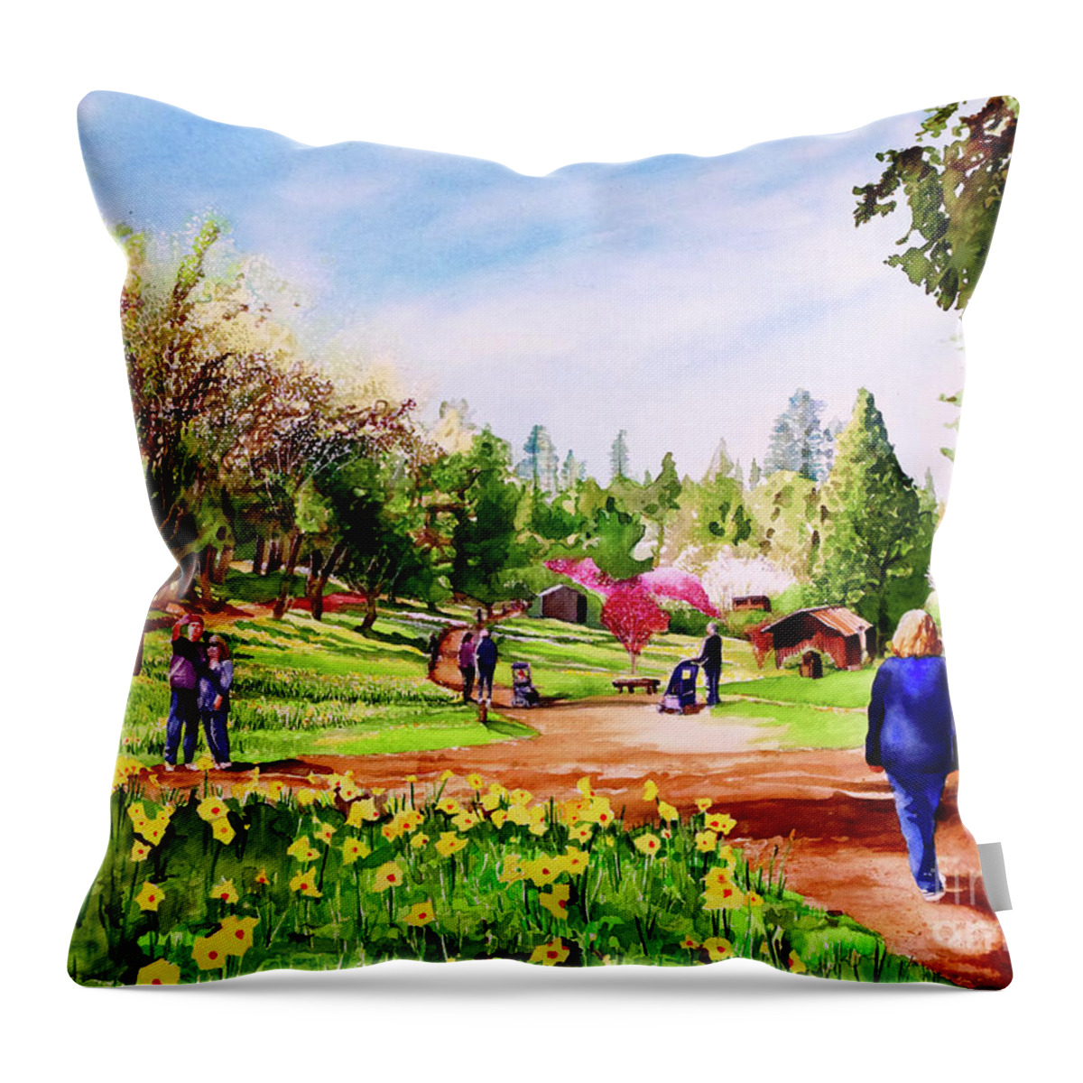 Landscape Throw Pillow featuring the painting #238 Daffodil Hill #238 by William Lum