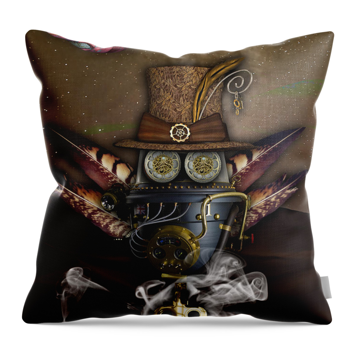 Steampunk Throw Pillow featuring the mixed media Steampunk Art #24 by Marvin Blaine