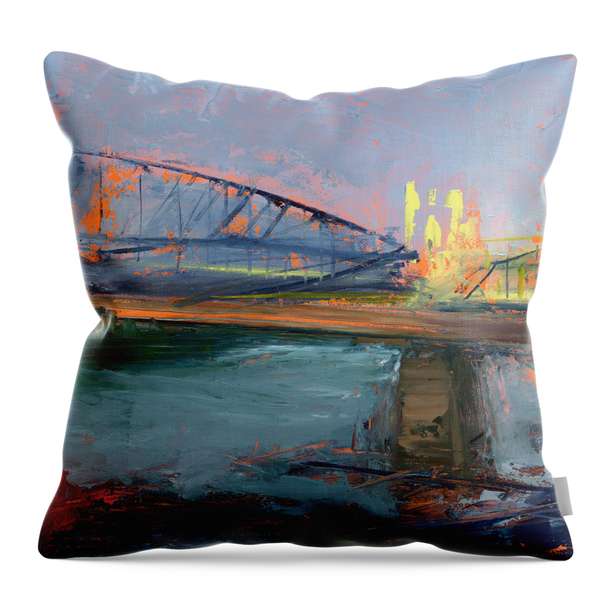 Bridges Throw Pillow featuring the painting Untitled #298 by Chris N Rohrbach