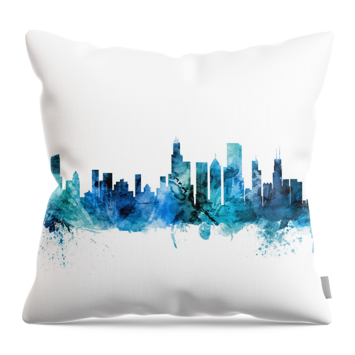 Chicago Throw Pillow featuring the digital art Chicago Illinois Skyline #27 by Michael Tompsett