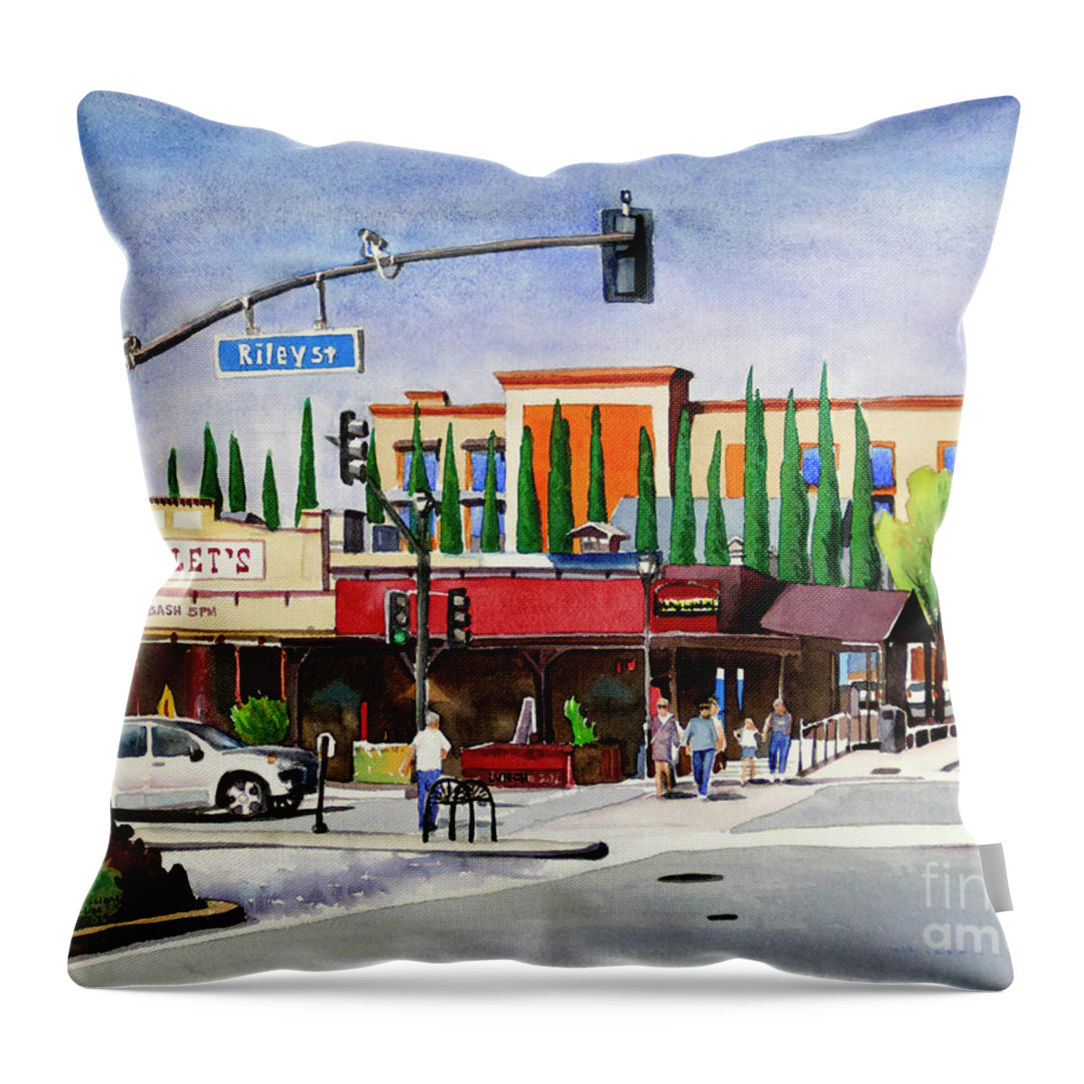 Riley Street Throw Pillow featuring the painting #276 Riley Street #276 by William Lum