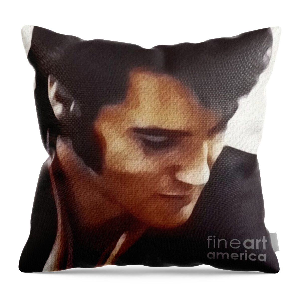 Rock Throw Pillow featuring the painting Elvis Presley, Rock and Roll Legend #29 by Esoterica Art Agency