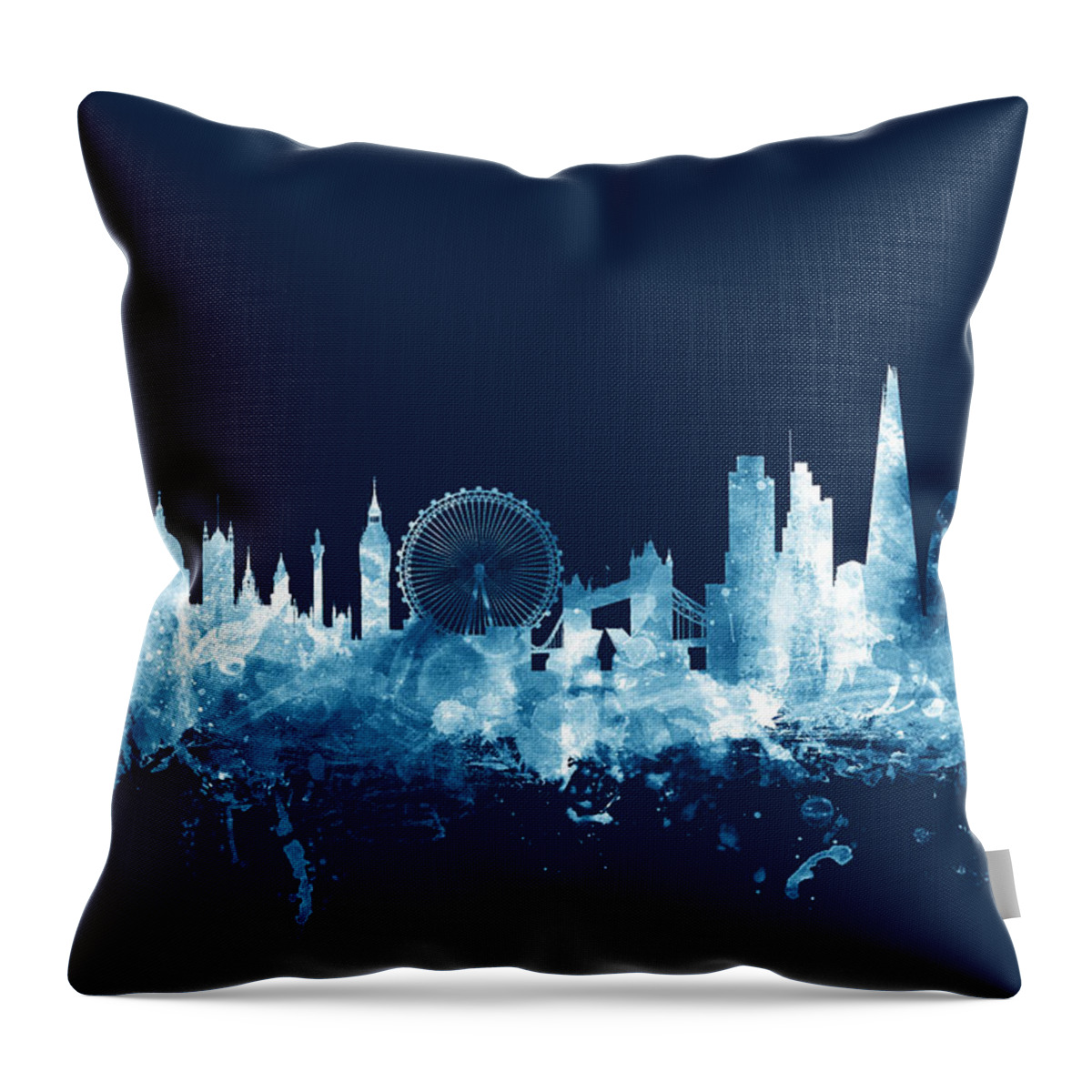 London Throw Pillow featuring the digital art London England Skyline #29 by Michael Tompsett