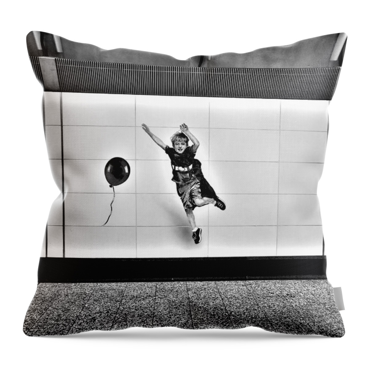 Art Throw Pillow featuring the photograph 2nd Ave Subway Art Perfect Strangers16 B W by Rob Hans