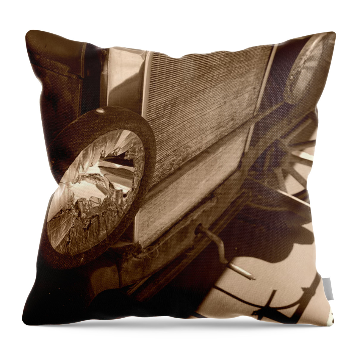 Sepia Throw Pillow featuring the photograph 1926 Model T Ford #3 by Rob Hans