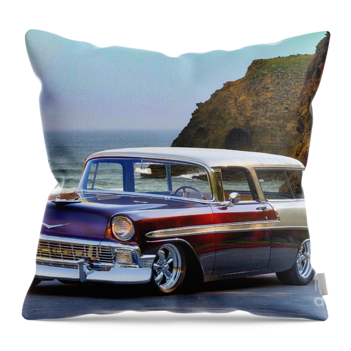 Auto Throw Pillow featuring the photograph 1956 Chevrolet Nomad Wagon #3 by Dave Koontz