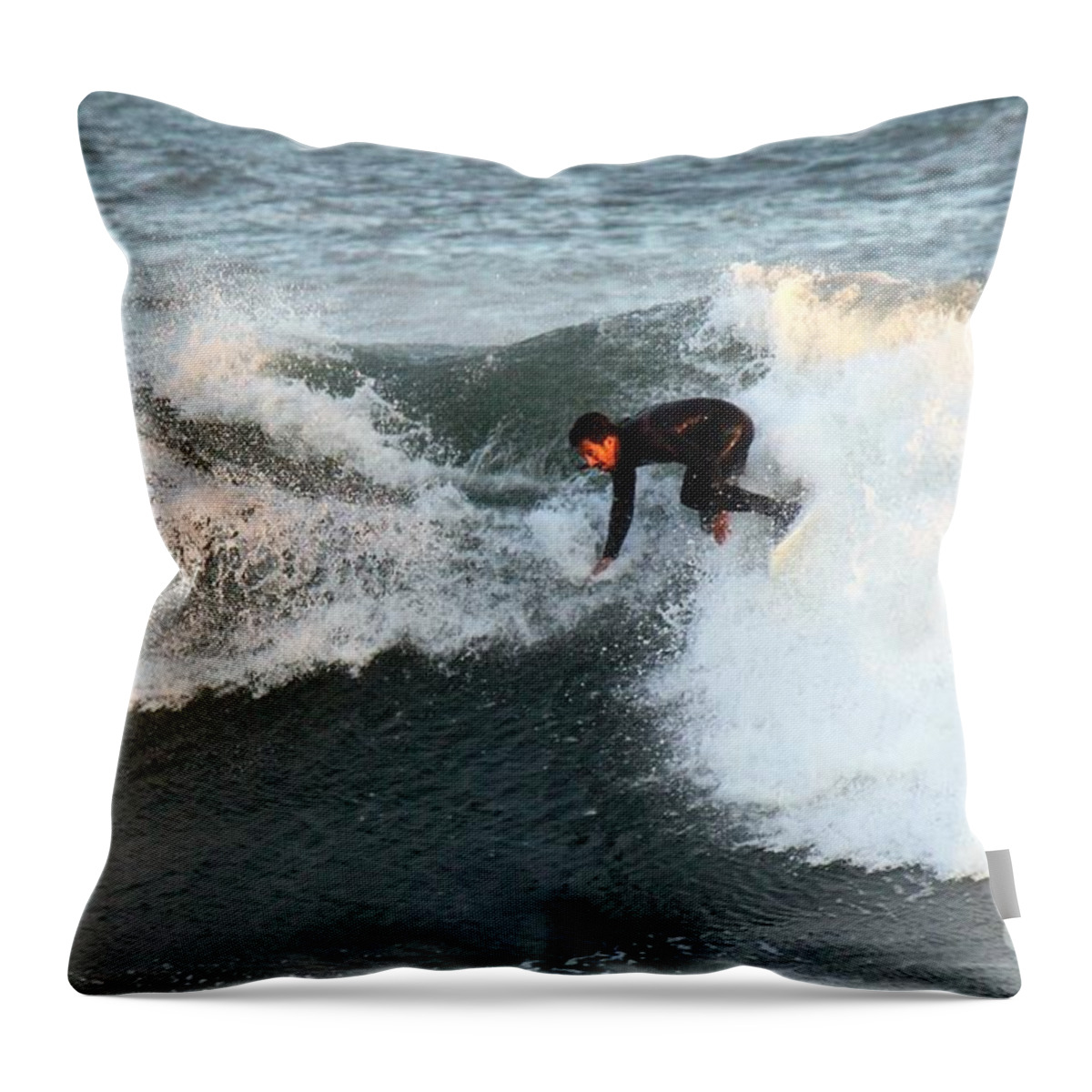 Surfing Throw Pillow featuring the photograph Action images #3 by Donn Ingemie