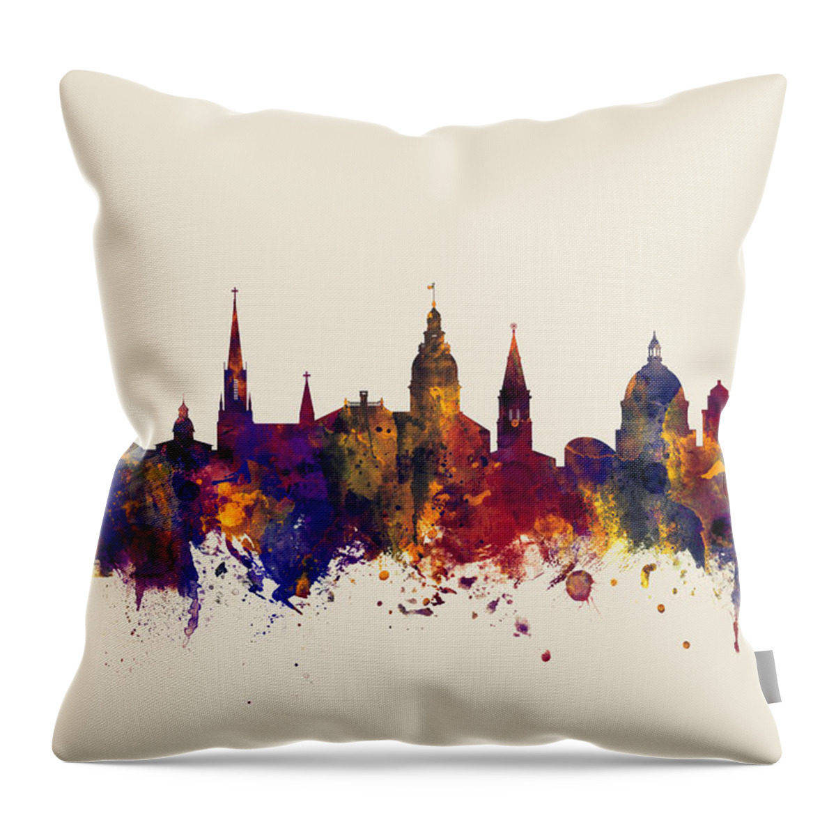 Annapolis Throw Pillow featuring the digital art Annapolis Maryland Skyline #3 by Michael Tompsett