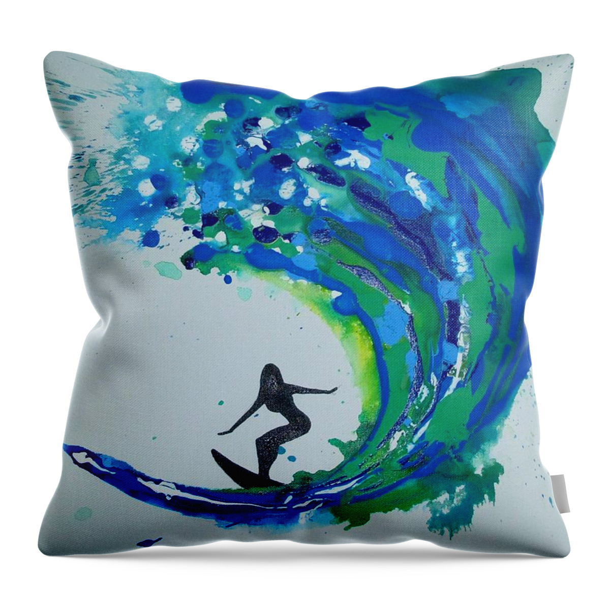 Wave Throw Pillow featuring the painting Badwave #3 by Robert Francis