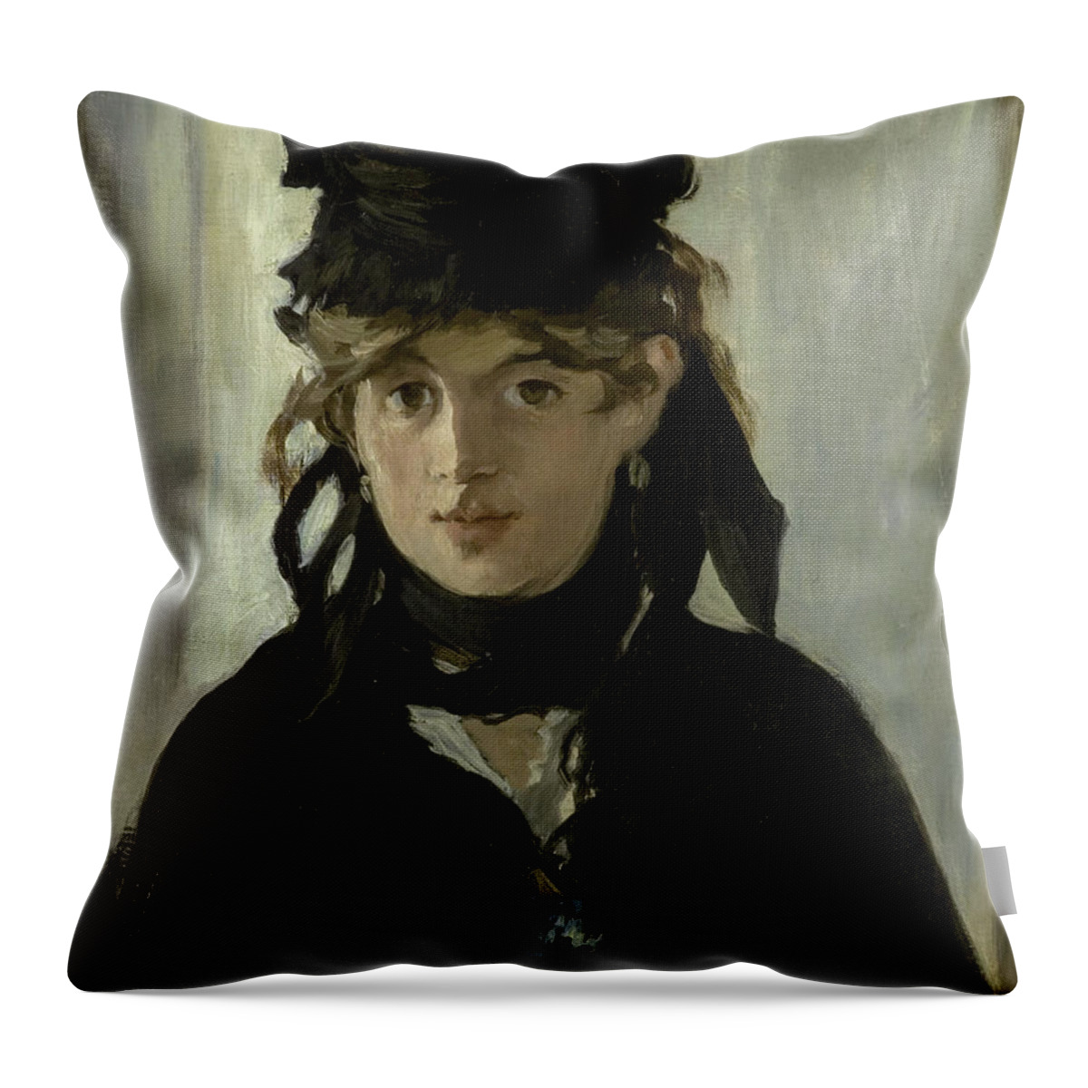 Edouard Manet Throw Pillow featuring the painting Berthe Morisot With a Bouquet of Violets #6 by Edouard Manet